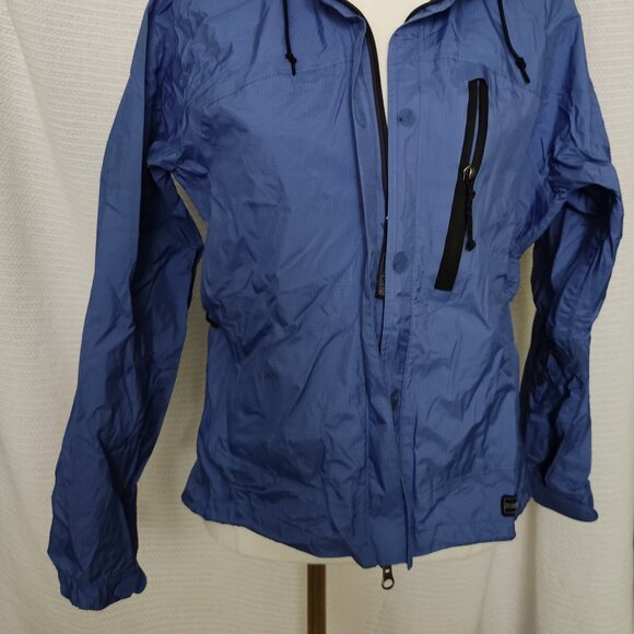 REI Elements E1 Hooded Blue Rain Jacket | Zipper | Vents | Waterproof | Medium - Picture 3 of 16